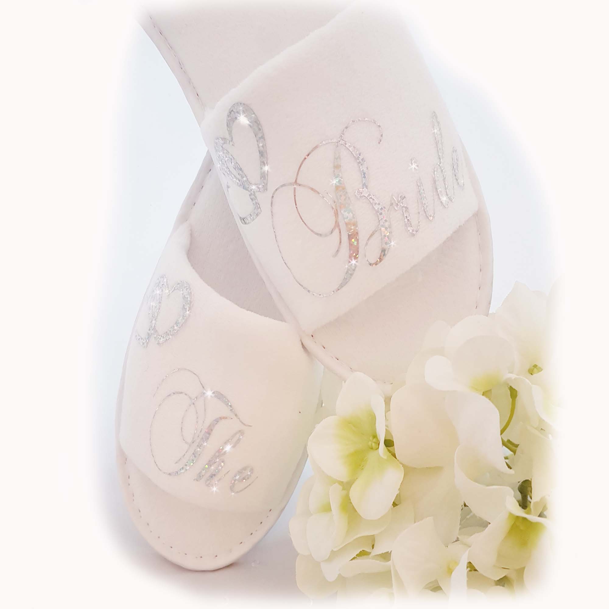 bride gown and slippers